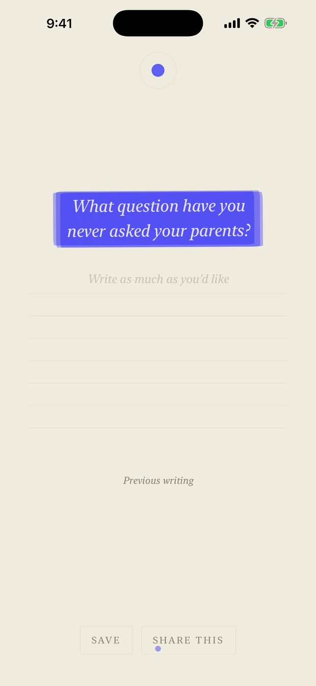 The daily question above seven ruled lines for one honest answer